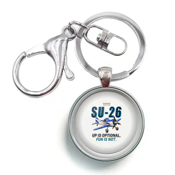 Sukhoi Su-26M - Cartoon - Circle Key Chain - White