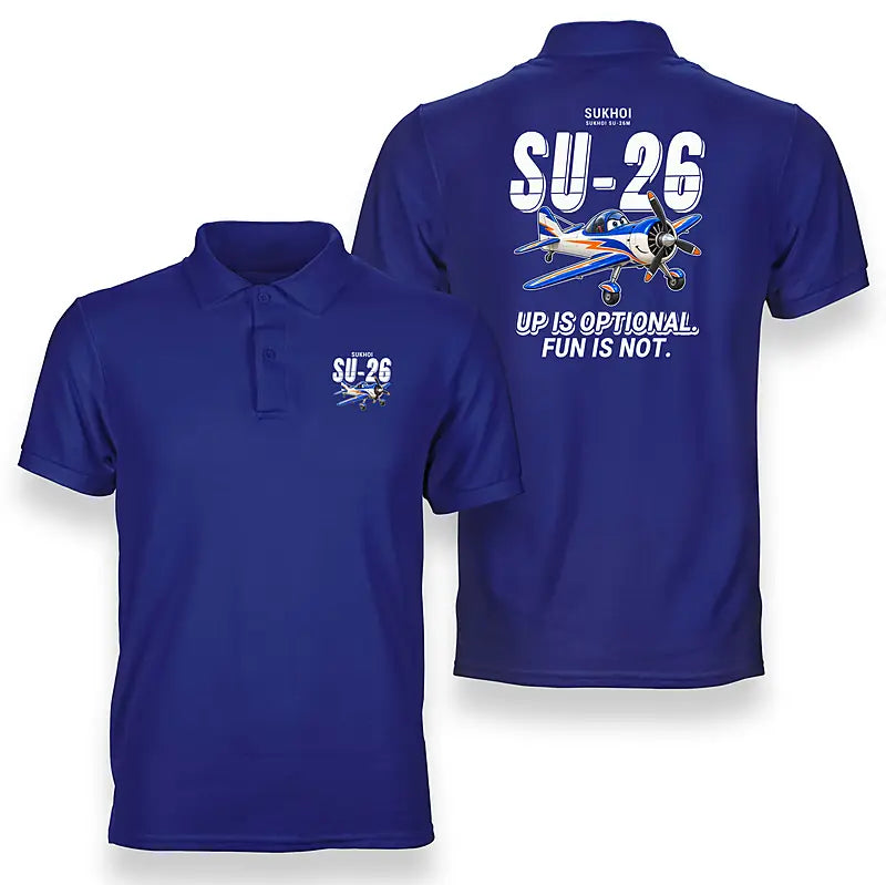 Sukhoi Su-26M - Cartoon - Double-Side Polo - Blue