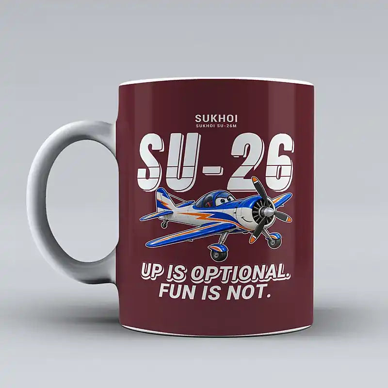 Sukhoi Su-26M - Cartoon - Mug - Dark Red