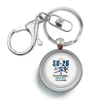 Thumbnail for Sukhoi Su-26M - Cartoon + Name - Circle Key Chain - White