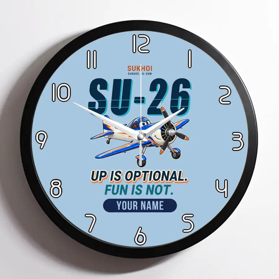 Sukhoi Su-26M - Cartoon + Name - Framed - Light Blue