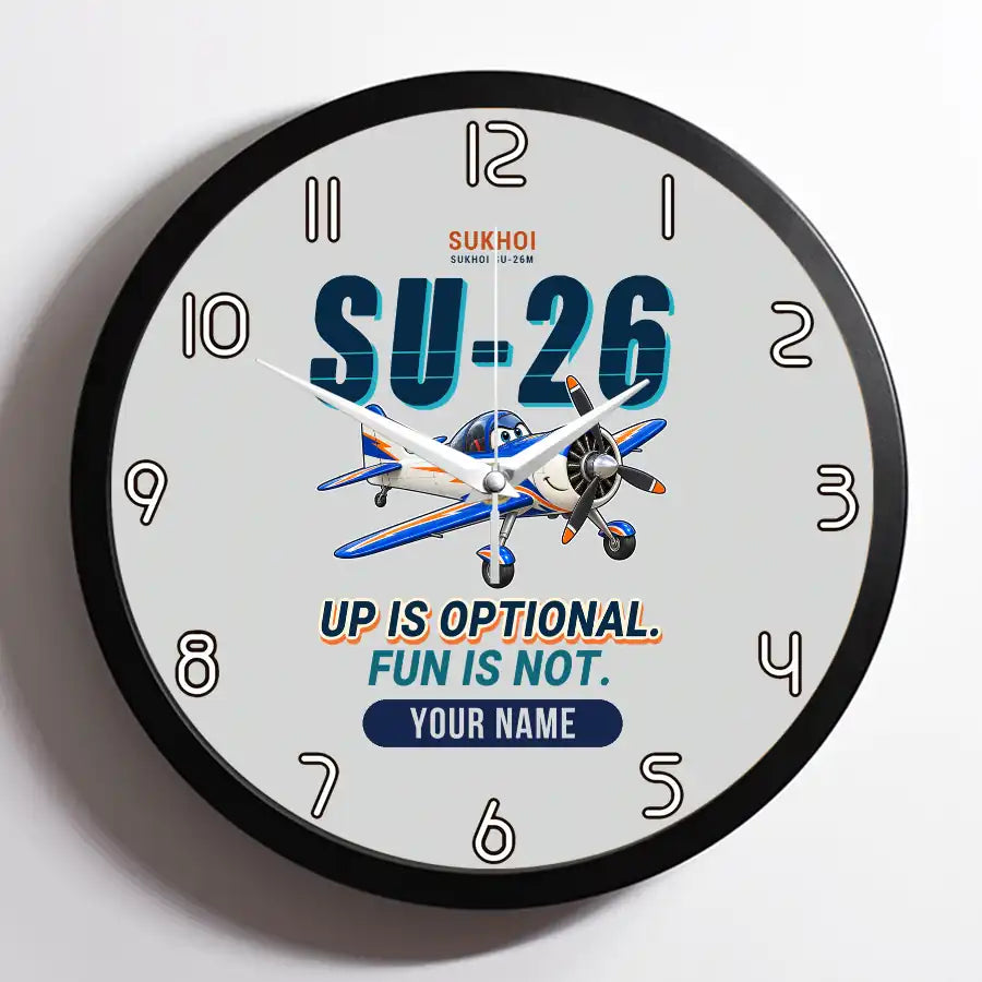 Sukhoi Su-26M - Cartoon + Name - Framed - Light Gray