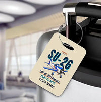Thumbnail for Sukhoi Su-26M - Cartoon + Name - Luggage Tag - Beige