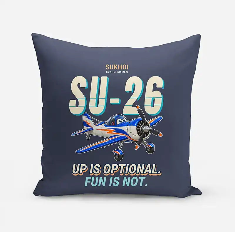 Sukhoi Su-26M - Cartoon - Pillow - Navy Blue