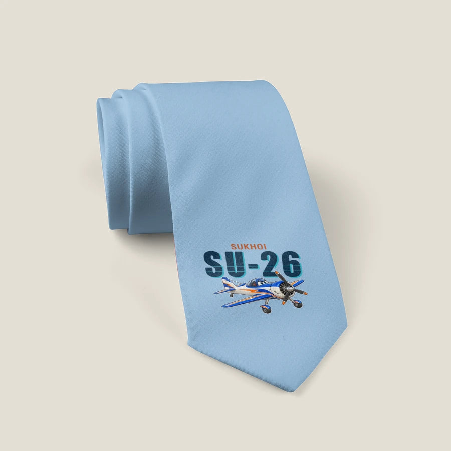 Sukhoi Su-26M - Cartoon - Tie - Light Blue