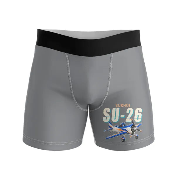 Sukhoi Su-26M - Men Boxers - Cartoon - Gray