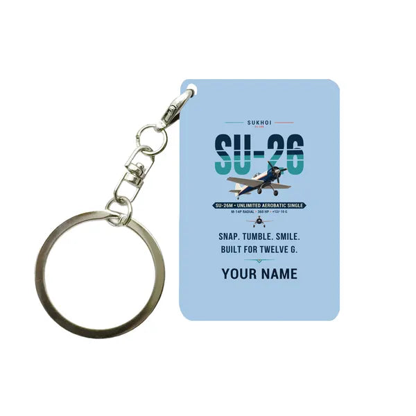 Sukhoi Su-26M - Original + Name - Key Chain - Light Blue
