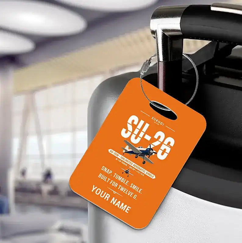 Sukhoi Su-26M - Original + Name - Luggage Tag - Orange