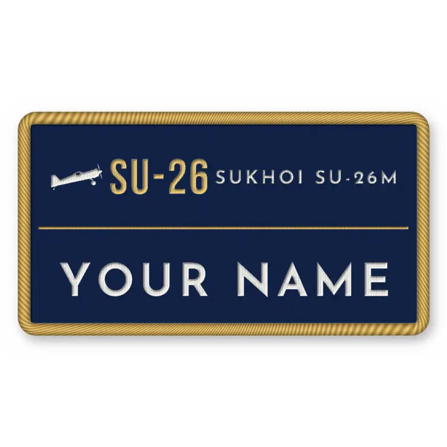Sukhoi Su-26M Patches - Rectangle + Name - Navy Gold