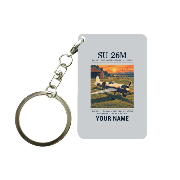 Sukhoi Su-26M - Poster + Name - Key Chain - Light Gray