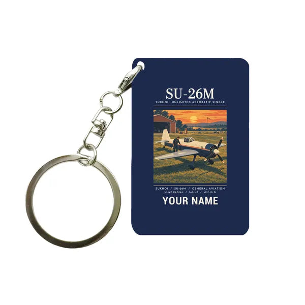 Sukhoi Su-26M - Poster + Name - Key Chain - Navy Blue