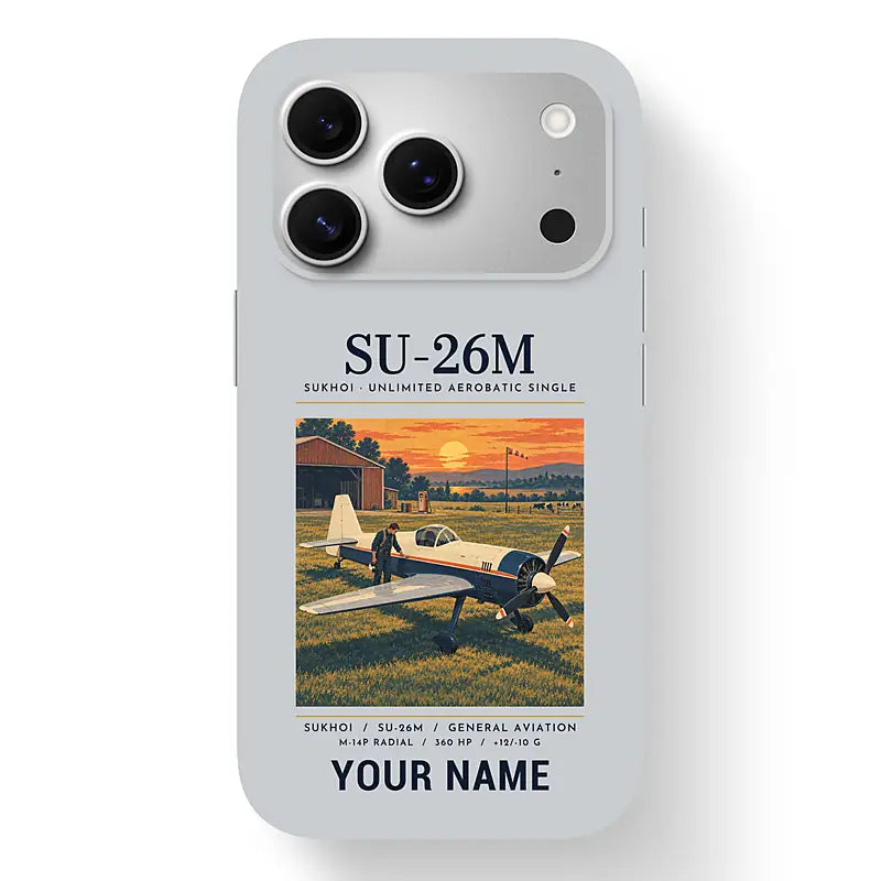 Sukhoi Su-26M - Poster + Name - MagSafe iPhone 17 Pro - Light Gray
