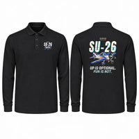 Thumbnail for Sukhoi Su-26M Premium Polo T-Shirts - Cartoon - Long Sleeve - Black
