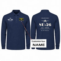Thumbnail for Sukhoi Su-26M Premium Polo T-Shirts - Heritage + Name - Long Sleeve - Dark Blue
