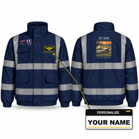 Thumbnail for Sukhoi Su-26M Reflective Winter Jackets - Poster + Name - Navy Blue