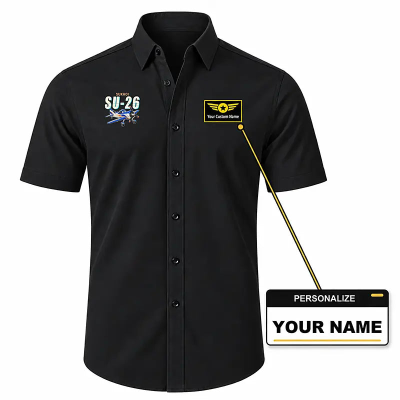 Sukhoi Su-26M - Short Sleeve Shirt - Cartoon - Black + NAME