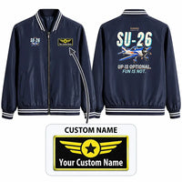 Thumbnail for Sukhoi Su-26M Stylish Jackets - Baseball Collar - Cartoon + Name - Navy Blue