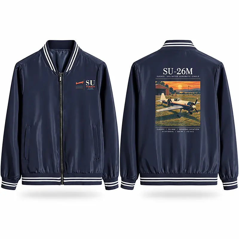 Sukhoi Su-26M Stylish Jackets - Baseball Collar - Poster - Navy Blue