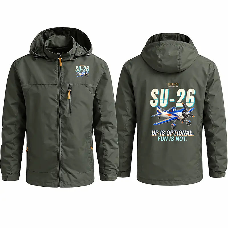 Sukhoi Su-26M Stylish Jackets - Hooded Windbreaker - Cartoon - Olive Green