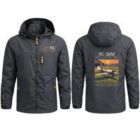 Thumbnail for Sukhoi Su-26M Stylish Jackets - Hooded Windbreaker - Poster - Charcoal