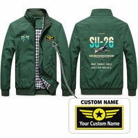 Thumbnail for Sukhoi Su-26M Stylish Jackets - Stand Collar - Original + Name - Green
