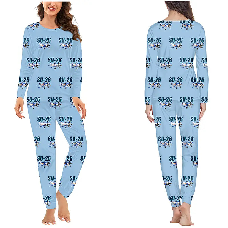 Sukhoi Su-26M - Women Pajamas - Cartoon Pattern - Light Blue