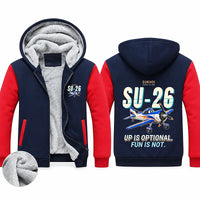 Thumbnail for Sukhoi Su-26M Zipped Sweatshirts - Cartoon - Navy & Red