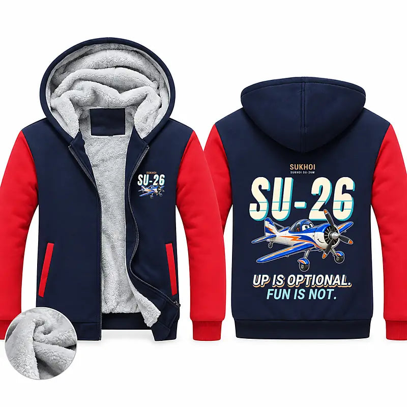 Sukhoi Su-26M Zipped Sweatshirts - Cartoon - Navy & Red