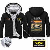 Thumbnail for Sukhoi Su-26M Zipped Sweatshirts - Poster + Name - Black