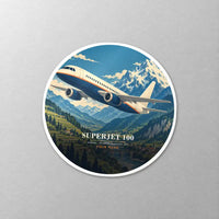 Thumbnail for Sukhoi Superjet 100 - 3D + Name - Circle Sticker - Close-up