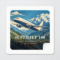 Thumbnail for Sukhoi Superjet 100 - 3D + Name - Square Sticker - Peel