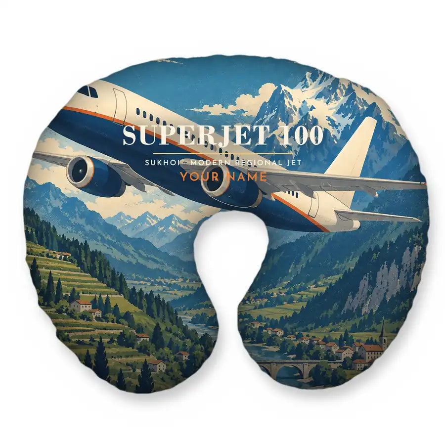 Sukhoi Superjet 100 - 3D + Name - Travel Pillow