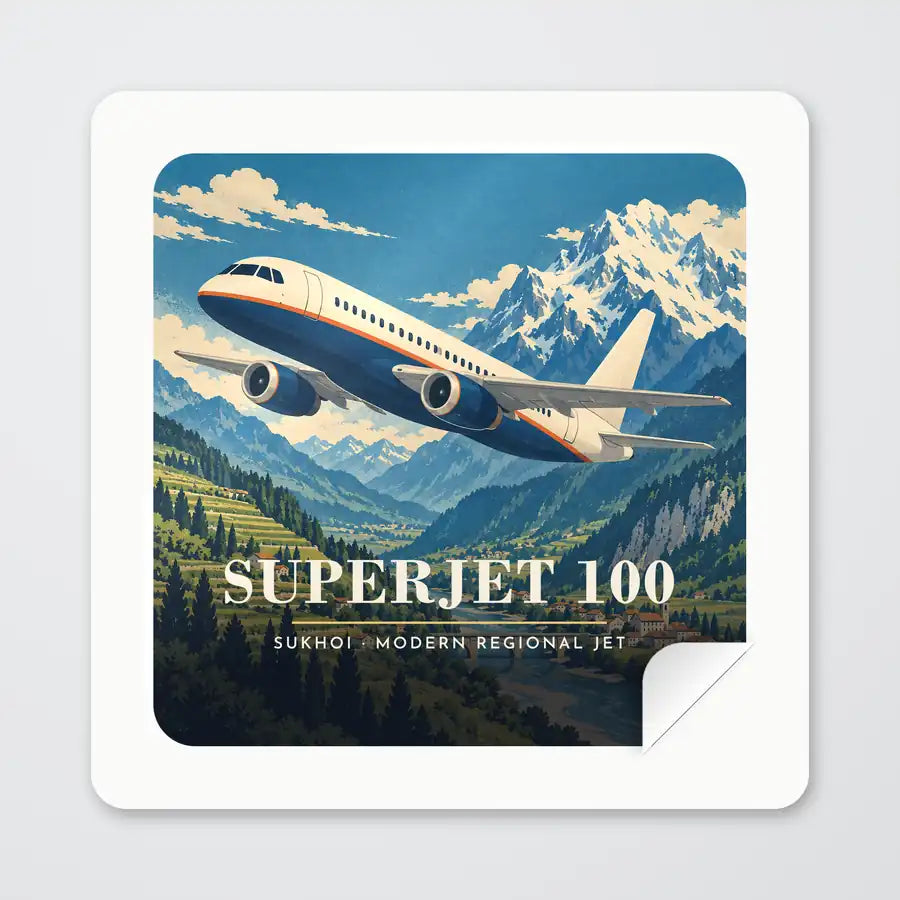 Sukhoi Superjet 100 - 3D - Square Sticker - Peel