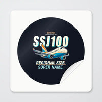 Thumbnail for Sukhoi Superjet 100 - Cartoon - Circle Sticker - Peel
