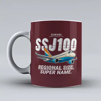 Thumbnail for Sukhoi Superjet 100 - Cartoon - Mug - Dark Red
