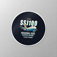 Thumbnail for Sukhoi Superjet 100 - Cartoon + Name - Circle Sticker - Close-up
