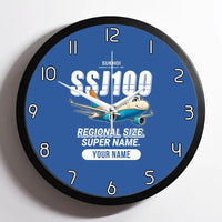Thumbnail for Sukhoi Superjet 100 - Cartoon + Name - Framed - Blue