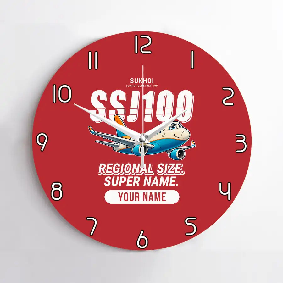 Sukhoi Superjet 100 - Cartoon + Name - No Frame - Red