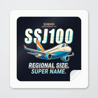 Thumbnail for Sukhoi Superjet 100 - Cartoon - Square Sticker - Peel