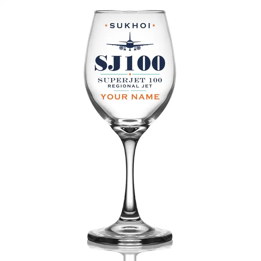 Sukhoi Superjet 100 - Heritage + Name - Wine Glass