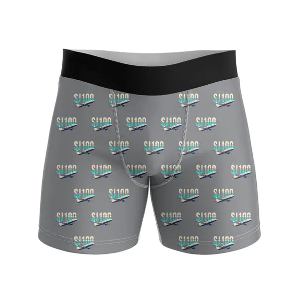 Sukhoi Superjet 100 - Men Boxers - Original Pattern - Gray