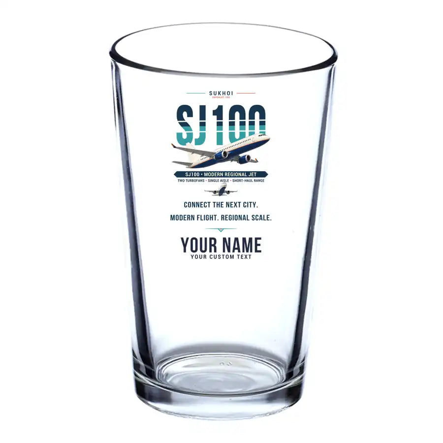 Sukhoi Superjet 100 - Original + Name - Beer & Water Glass