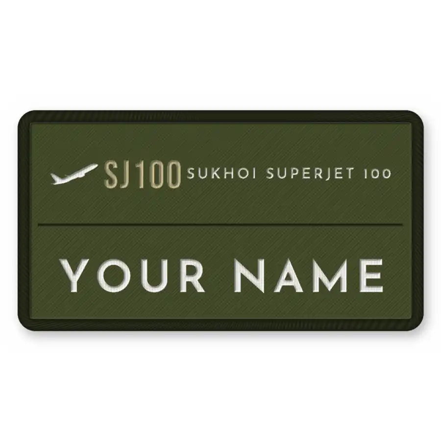 Sukhoi Superjet 100 Patches - Rectangle + Name - Olive Khaki