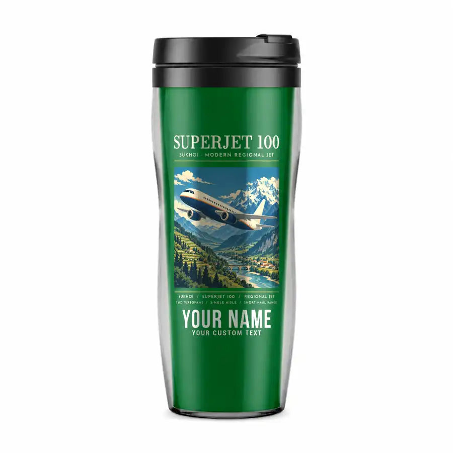 Sukhoi Superjet 100 - Poster + Name - Plastic (No Holder) - Green