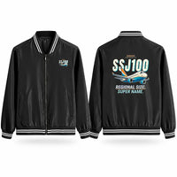 Thumbnail for Sukhoi Superjet 100 Stylish Jackets - Baseball Collar - Cartoon - Black