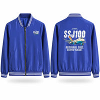 Thumbnail for Sukhoi Superjet 100 Stylish Jackets - Baseball Collar - Cartoon - Royal Blue