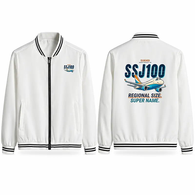 Sukhoi Superjet 100 Stylish Jackets - Baseball Collar - Cartoon - White