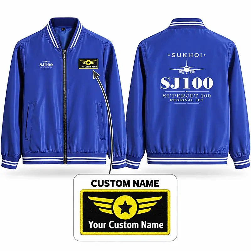 Sukhoi Superjet 100 Stylish Jackets - Baseball Collar - Heritage + Name - Royal Blue