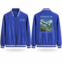 Thumbnail for Sukhoi Superjet 100 Stylish Jackets - Baseball Collar - Poster - Royal Blue