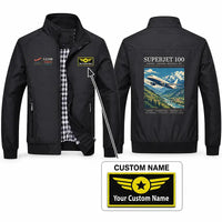 Thumbnail for Sukhoi Superjet 100 Stylish Jackets - Stand Collar - Poster + Name - Black
